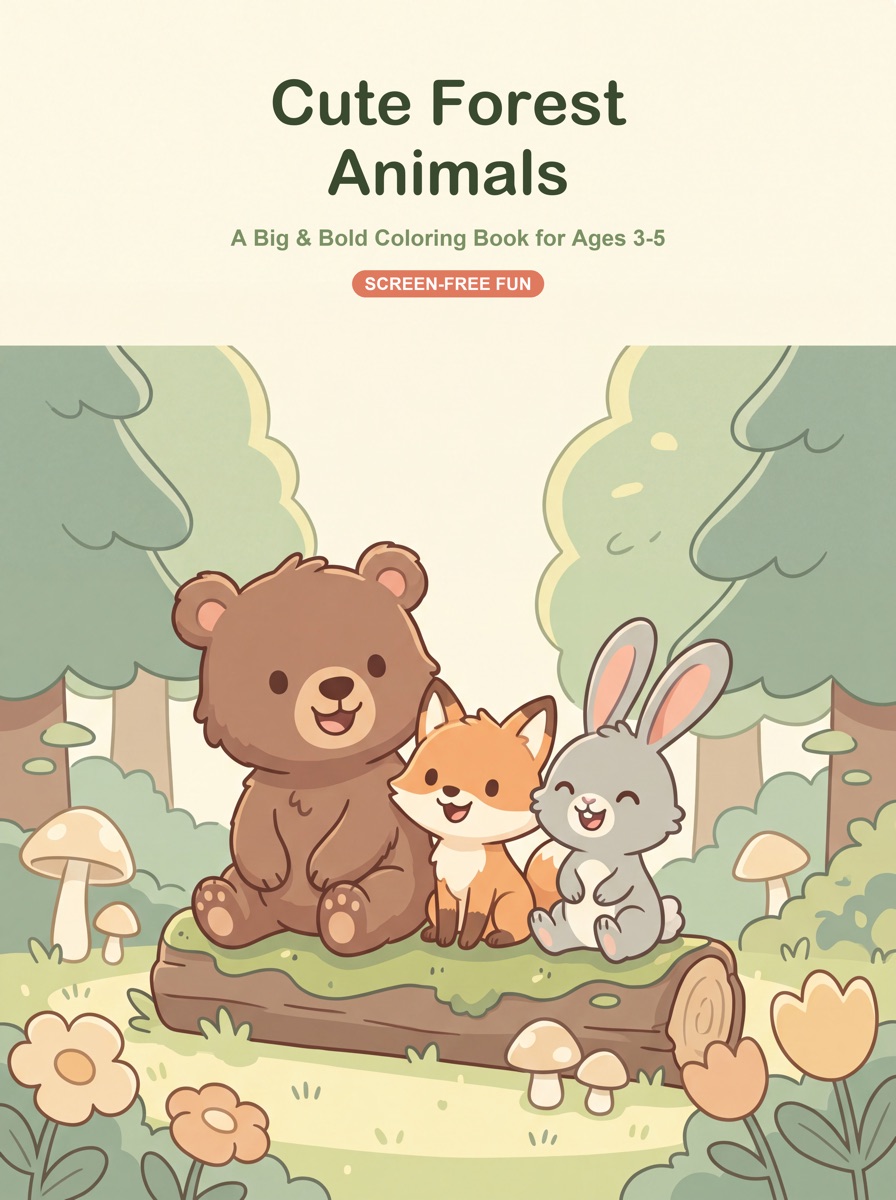 Cute Forest Animals coloring book cover