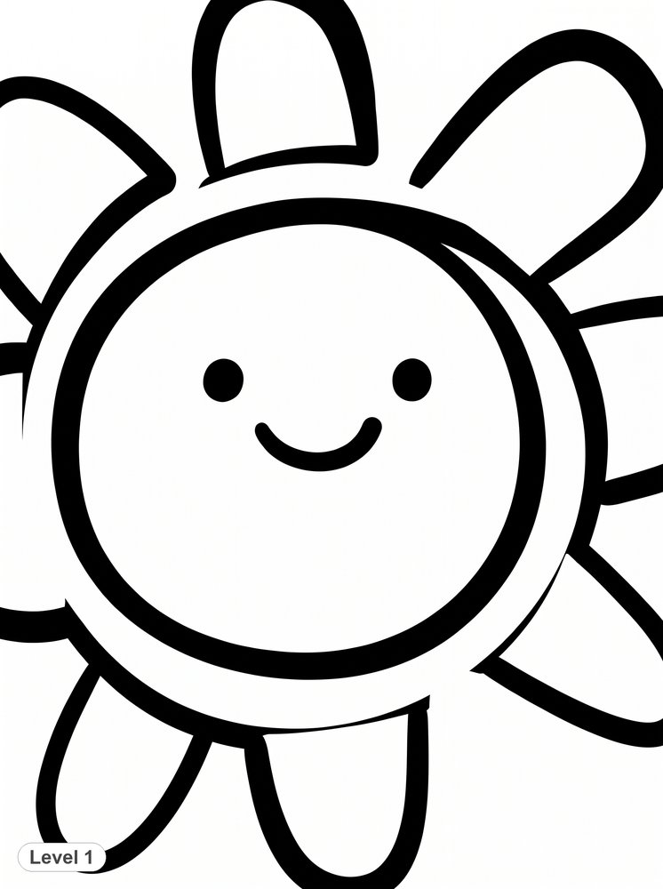 Free coloring page level 1: Sun