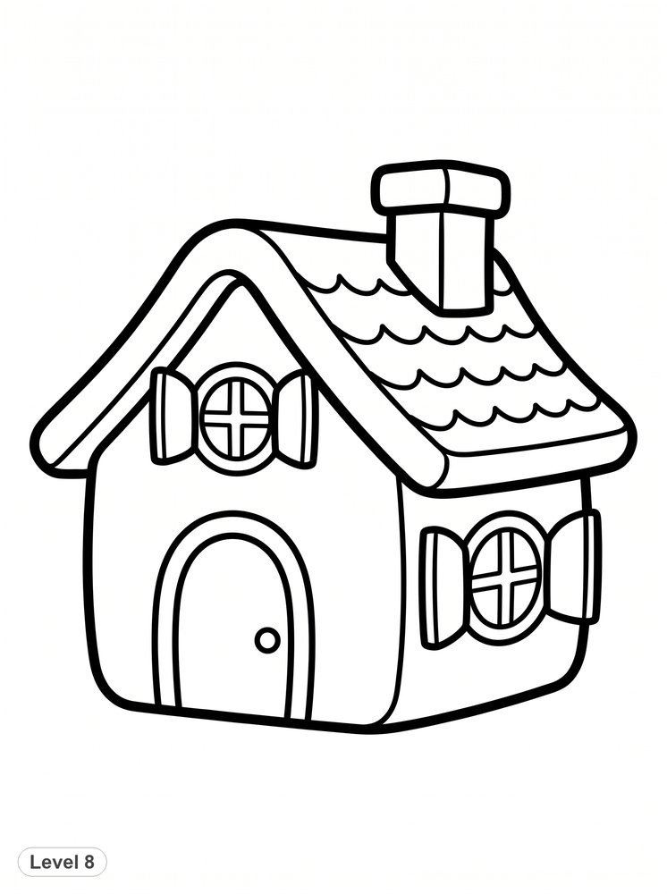 Free coloring page level 8: House